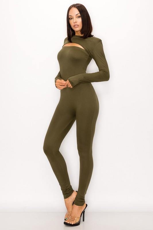 Bianca Jumpsuit in Olive - BlazeNYC