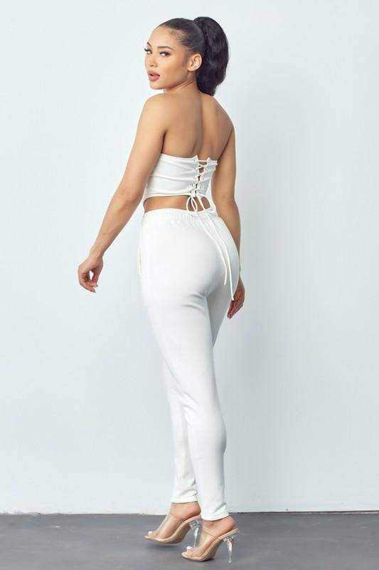 Bustier Jogger Set in Lime - BlazeNYC