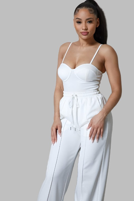 White Bustier Pants Set - BlazeNYC
