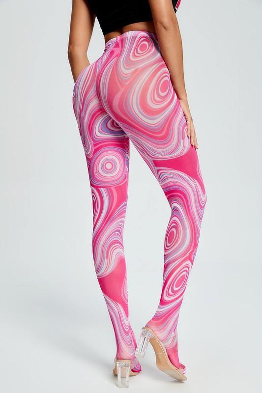 Marble Mesh Leggings in Pink - BlazeNYC
