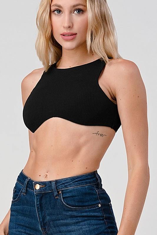 Cupped Crop Top in Black - BlazeNYC