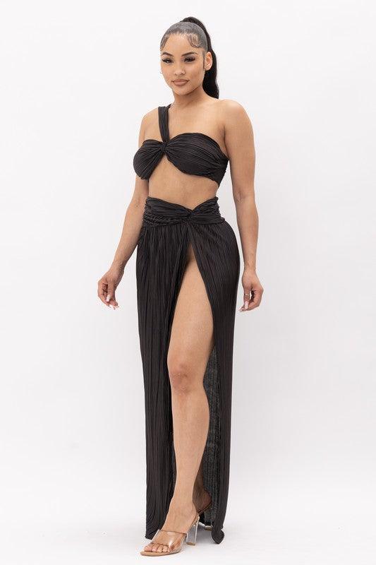Vacation Me Skirt Set in Black - BlazeNYC